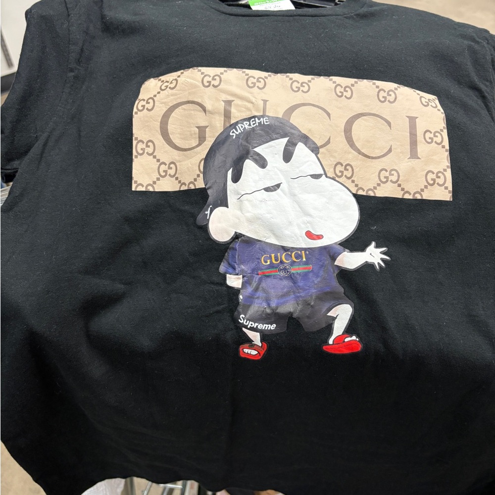 Gucci Black Tee with Cartoon Graphic